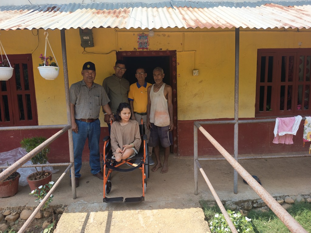 Wheelchair provided to Emuna Pandit, resident of Harnamadi, Hetauda - 18